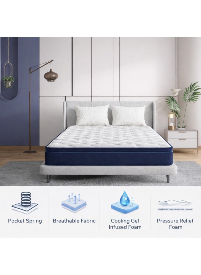Rexal Home Euro Dream Hybrid Pocket Spring Mattress 30cm (200 × 200 × 30 cm) – Medium Firm Orthopedic Memory Foam Gel Super King Mattress for Back Pain Relief, Motion Isolation & Deep Sleep Comfort - Image 1
